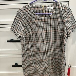 Calvin Klein Plaid Dress - Black, White, Pink